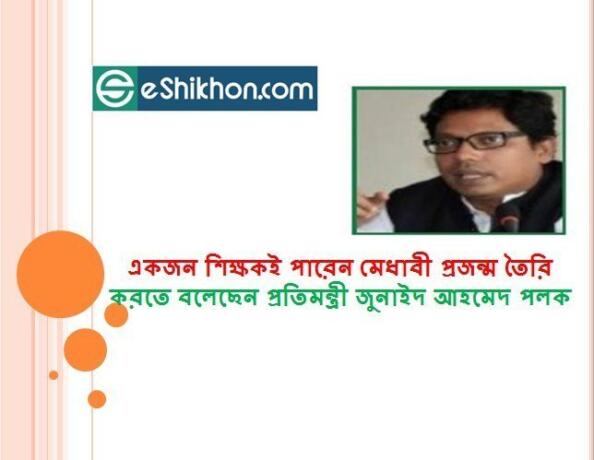 একজন শিক্ষকই পারেন মেধাবী প্রজন্ম তৈরি করতে বলেছেন প্রতিমন্ত্রী জুনাইদ আহমেদ পলক