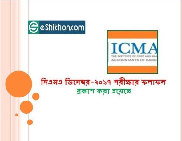 সিএমএ ডিসেম্বর-২০১৭ পরীক্ষার ফলাফল প্রকাশ করা হয়েছে