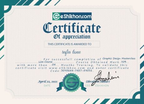 Certificate for User rafia tonu
