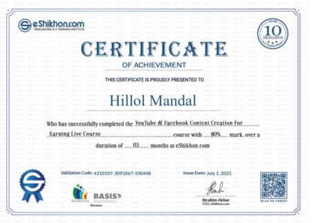 Certificate for User Hillol Mandal